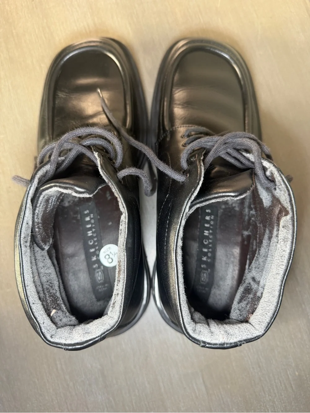 Rare Vintage Skechers Mens 8.5M Black Leather Chukka Boots Made In Italy